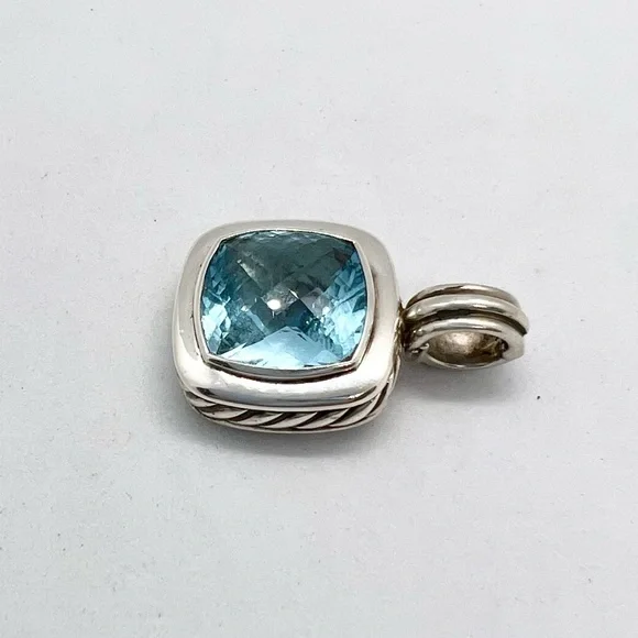 David Yurman Albion 14mm Blue Topaz Pendant Enhancer - Picture 12 of 15